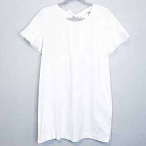 Madewell White Cotton Bow Tie Knot Back Short Sleeve Shift Dress Medium